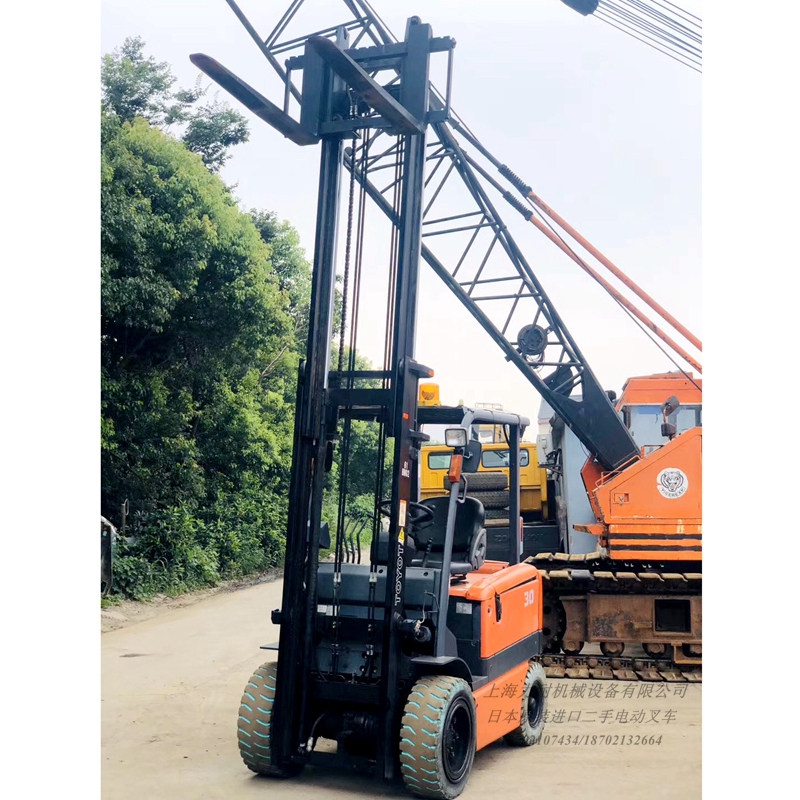 二手原裝豐田3噸平衡重電動(dòng)叉車升高3.7米電瓶叉車堆高搬運(yùn)車